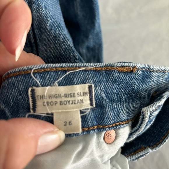 Madewell High Rise Slim Crop Boy Jean Raw Hem size 26 - Picture 3 of 7